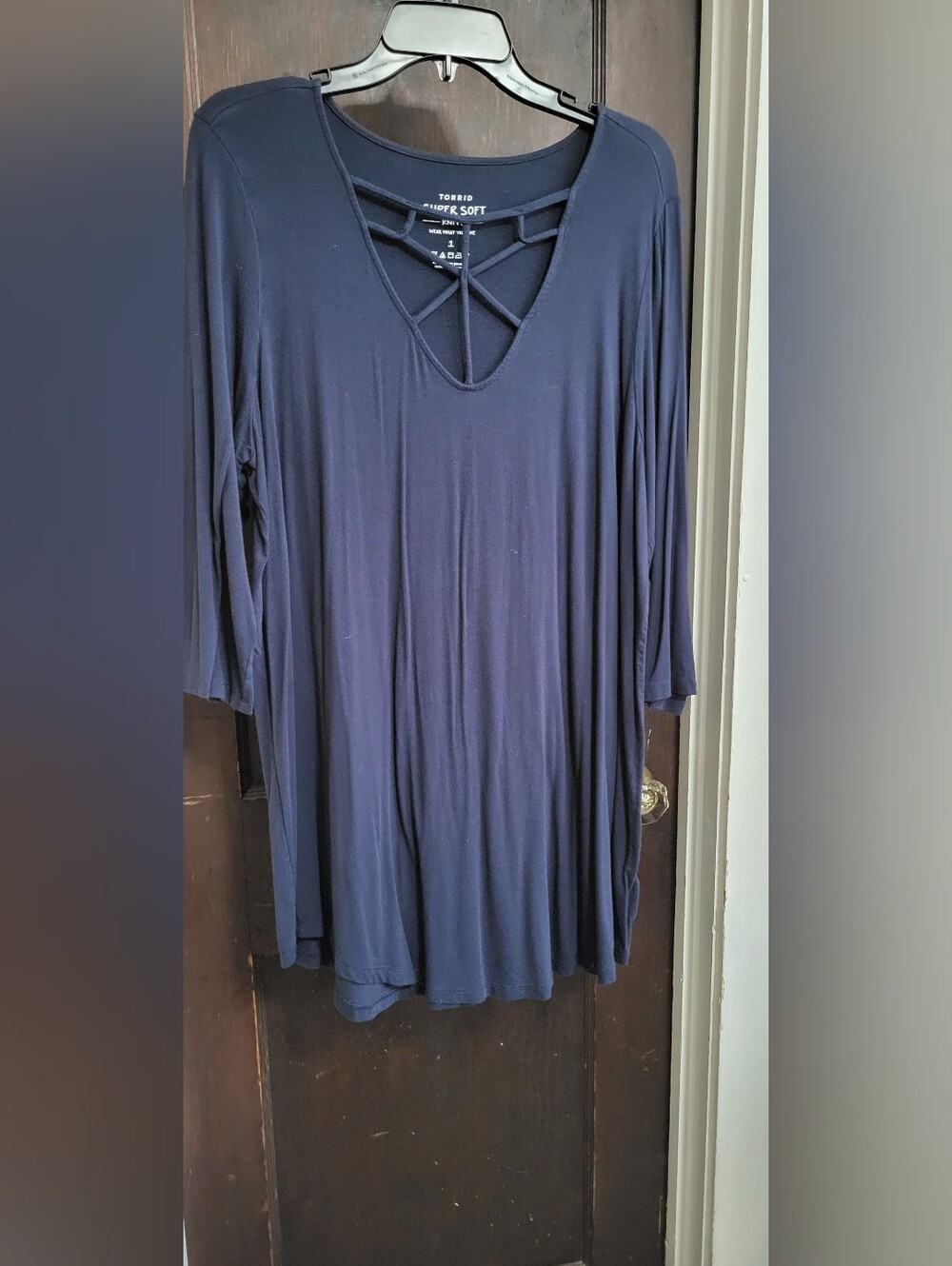Torrid Navy Crisscross V-Neck Tunic Top